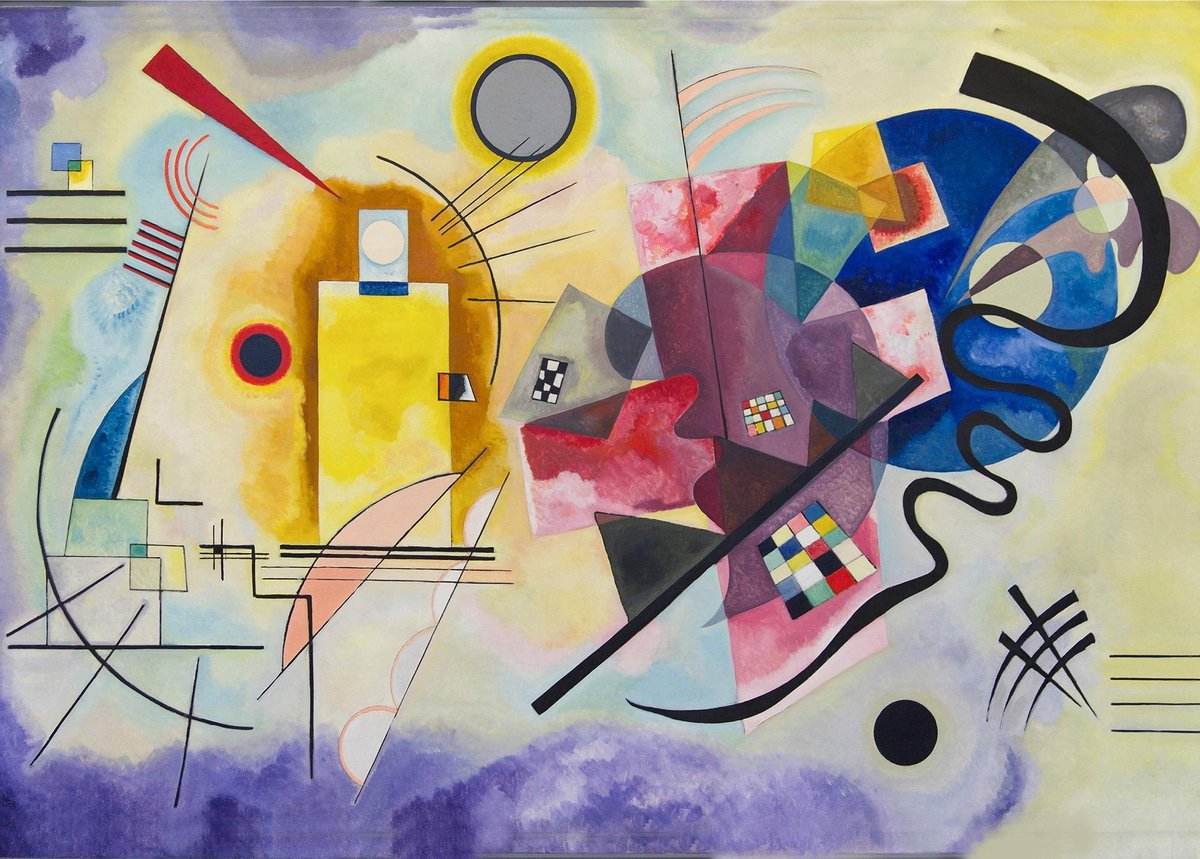 Esque Poster Geel, Rood, Blauw - Kandinsky - Large 50x70 - Abstracte Kunst - 'Yellow-Red-Blue' Losse Poster