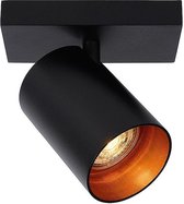 Atmooz - Plafondspot Nuo - Plafondlamp 1 lichtpunt - Opbouwspot - Slaapkamer / Woonkamer - Industrieel - Voor binnen - Zwarte Buitenkant - Gouden Binnenkant - Hoogte = 12cm - Metaal