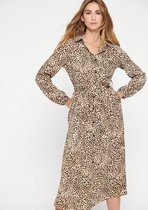 LOLALIZA Maxi hemdjurk met luipaardprint - Beige - Maat 36