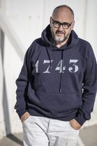 Hoodie 1743 - XXXL - navy blue, blauw, bio-katoen, sweater met capuchon, vintage print