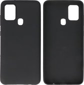 Bestcases Color Telefoonhoesje - Backcover Hoesje - Siliconen Case Back Cover voor Samsung Galaxy A21s - Zwart