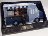 Magic Village Kerstdorp: Foodtruck met LED en geluid - Blauw - Kerst decoratie