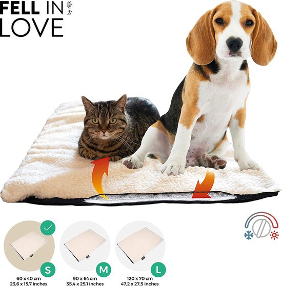 Huis en tuinmarkt, Zelfverwarmende deken voor hond en kat, Small 60 x 40 cm, verwarmingsdeken, wasbaar, geschikt voor de auto bench