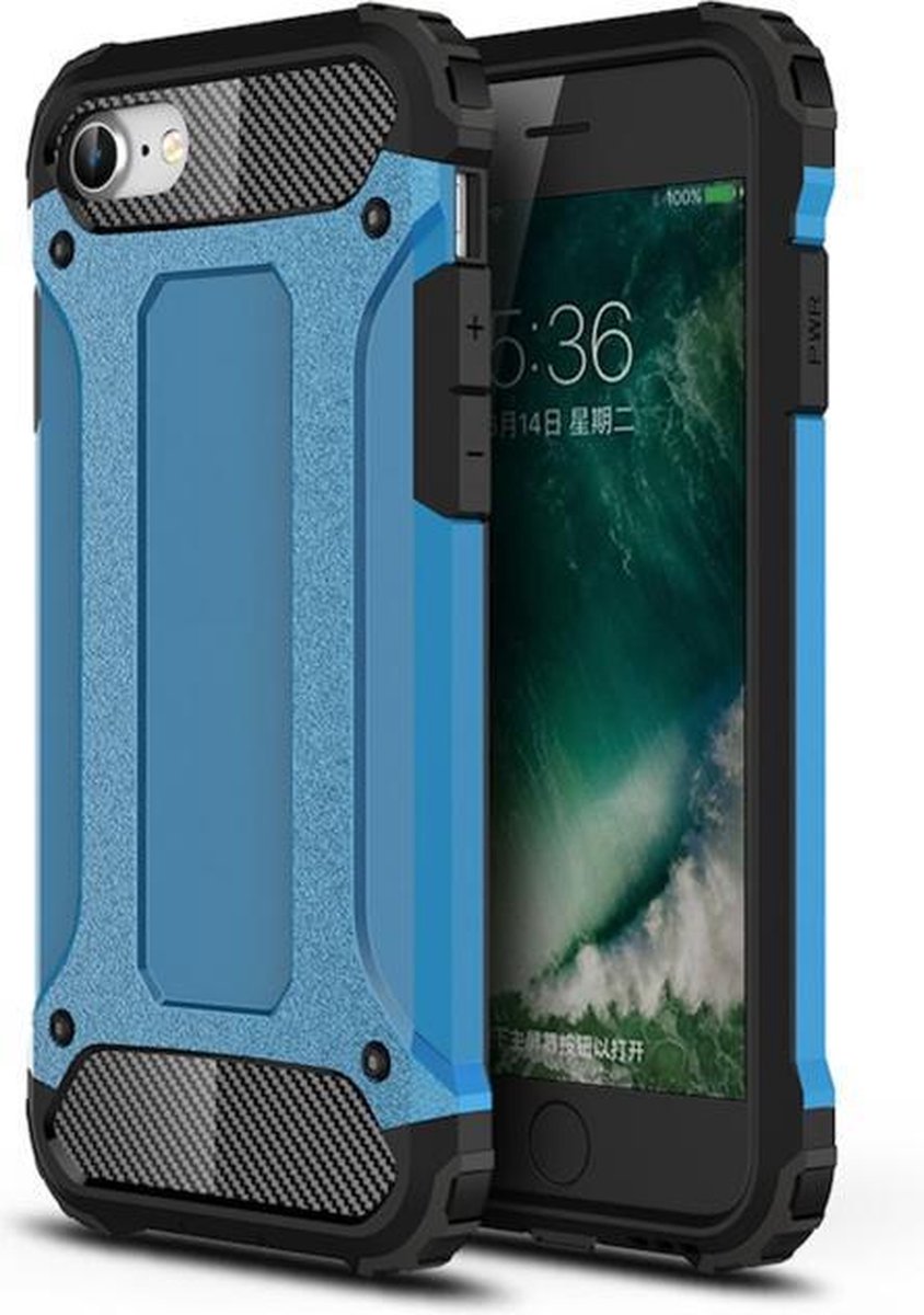 Hybrid Armor-Case Bescherm-Cover Hoes voor iPhone SE 2020-2022. Blauw