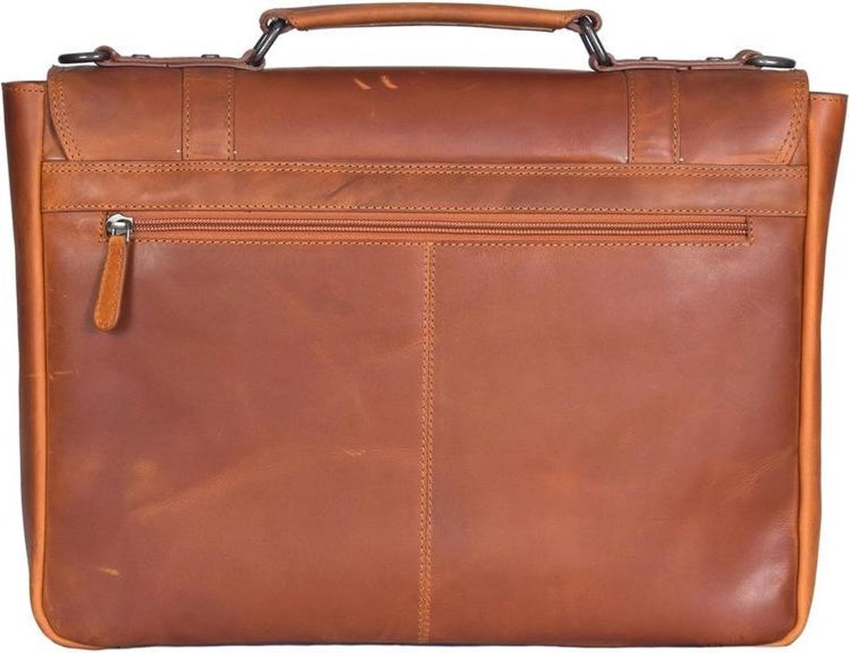 SPAHER 15,6 inch laptoptas van echt leer, schoudertas voor