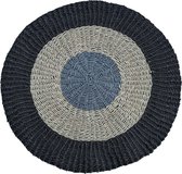 PTMD  raffia carpet grijs zwart rond mat s