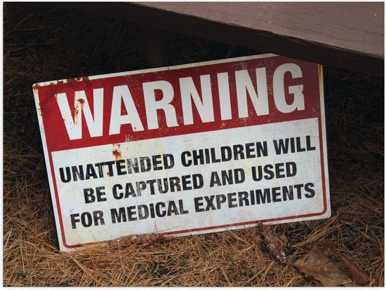Poster – Warning Children Bord - 40x30cm Foto op Posterpapier