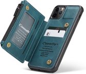 Leren hardcase met portemonnee iPhone 11 Pro - Donkerblauw