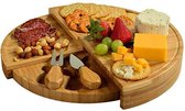 Multifunctionele Uitschuifbare Bamboe Borrelplank - Kerstpakket Tip - Ruimtebesparend - Inc. 2 mesjes