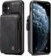 Leren hardcase met portemonnee iPhone 11 - Zwart