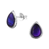 Joy|S - Zilveren teardrop druppel oorbellen 8 x 10 mm abalone paars