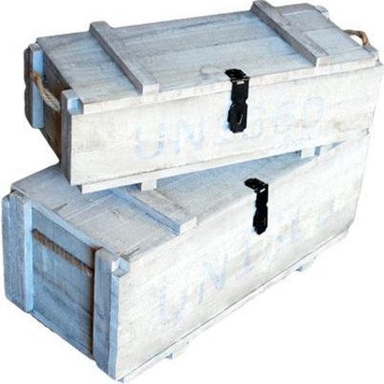 Kistenset UN BBWW - stoere set van 2 kisten van PH design - houten  opbergkist met deksel | bol.com