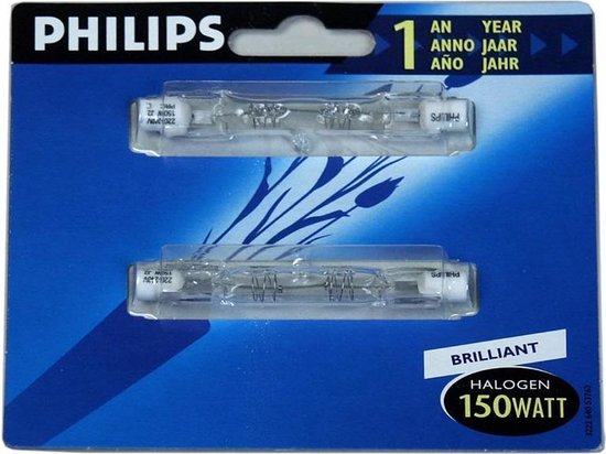 Philips 150W R7s 78mm staaf halogeen lamp 2 stuks 1000h 2400lumen 518873 |  bol.com