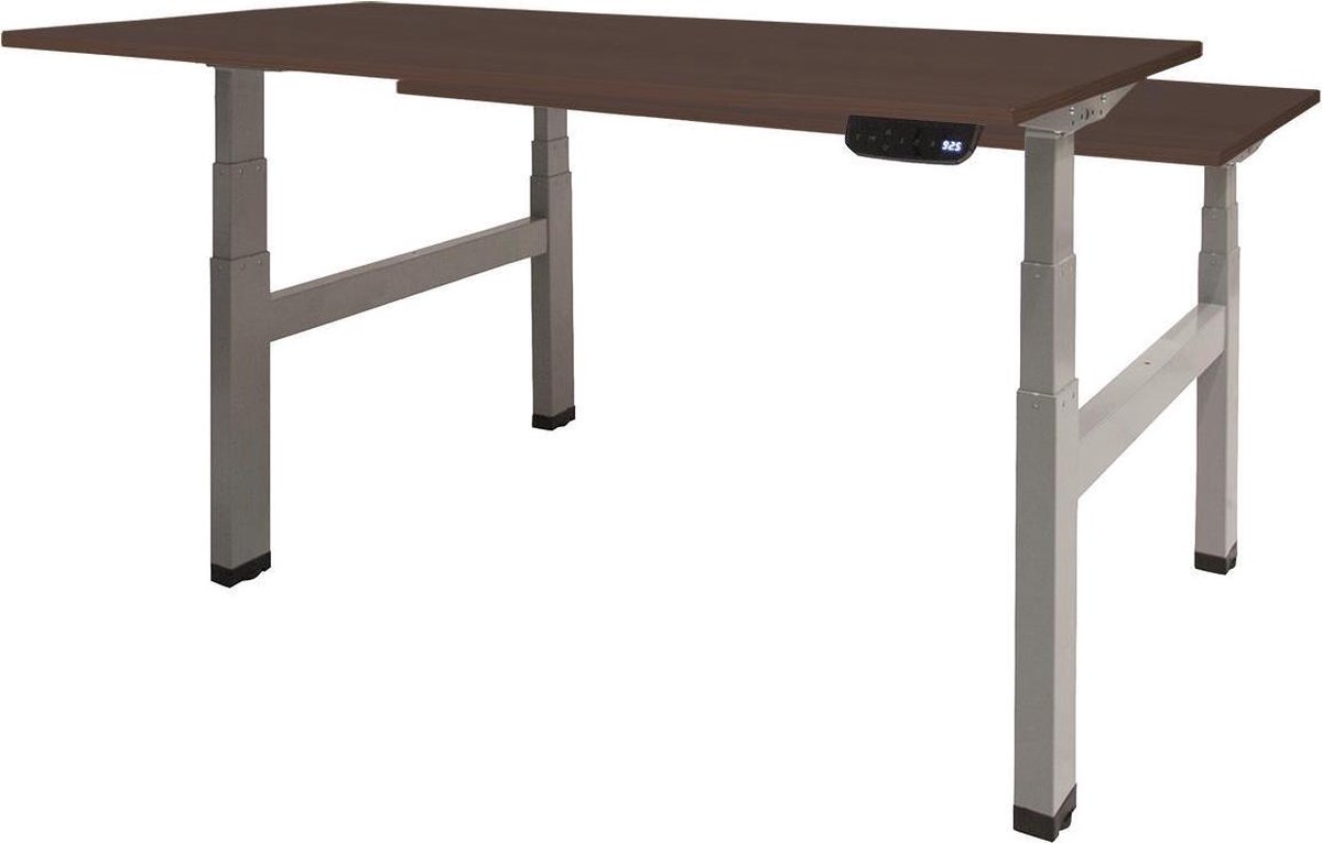 RoomForTheNew Bureau Heathrow Plus Duo-Desk - Zit sta Bureau - Zit sta Bureau Elektrisch - Gaming Bureau - Game Bureau - Verstelbaar Bureau - standing Desk - duo bureau - duo werkplek--Robson eiken blad-Aluminium  onderstel- 160x80