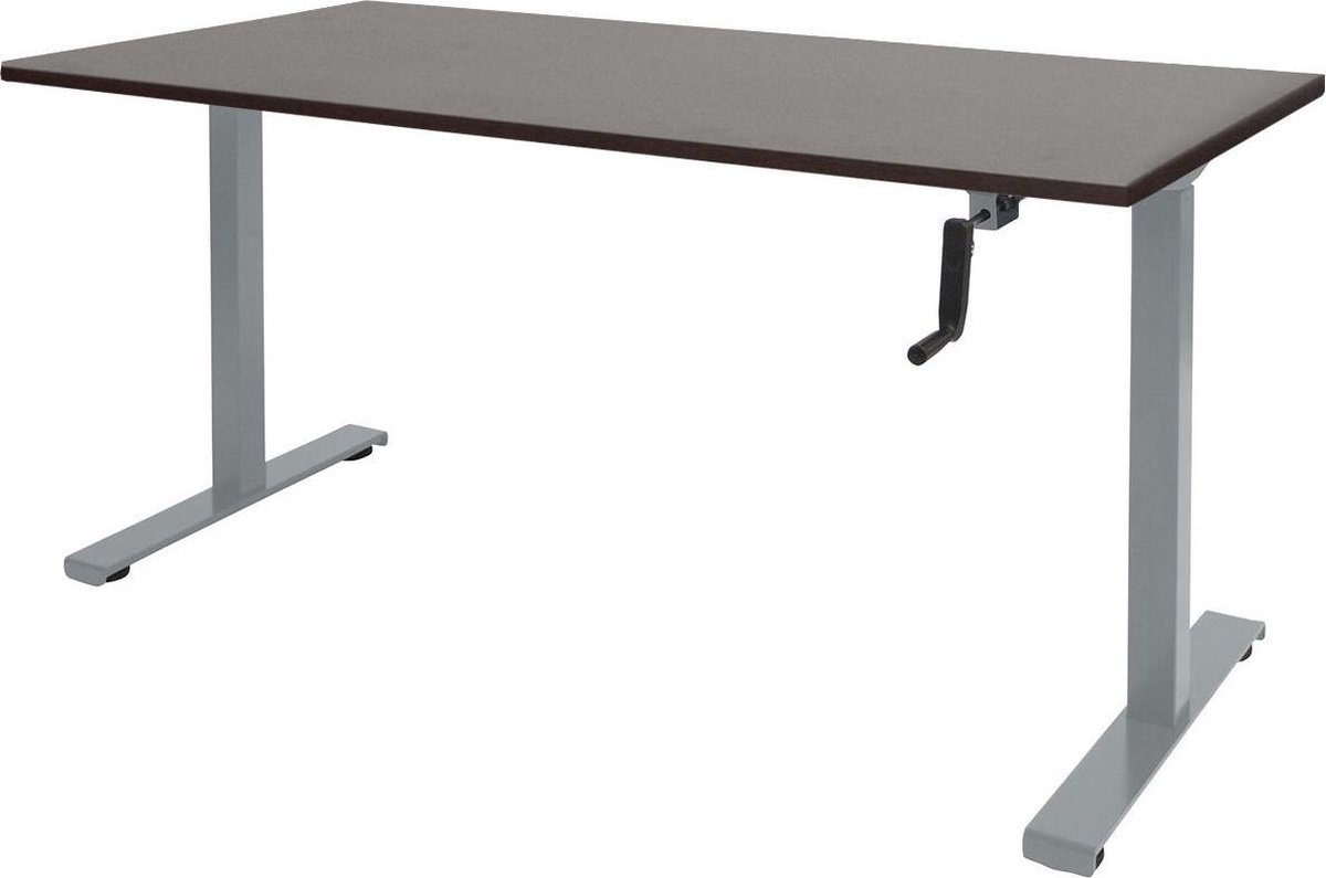 RoomForTheNew Bureau Heathrow Slinger-Desk - Zit sta Bureau - Zit sta Bureau Elektrisch - Gaming Bureau - Game Bureau - Verstelbaar Bureau - standing Desk - slinger bureau--Logan eiken blad-Aluminium  onderstel- 180x80