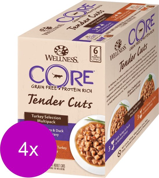 Wellness Core Tender Cuts Turkey Selection - Kattenvoer - 4 x Kalkoen ...