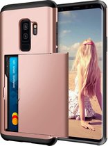 Luxe Cardslot voor Samsung Galaxy S9 Plus | Roze | TPU - Hard PC | Wallet | Pasjeshouder | Shockproof