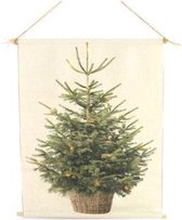 Wandkleed kerstboom op canvas doek inclusief verlichting XL (110x136 cm)