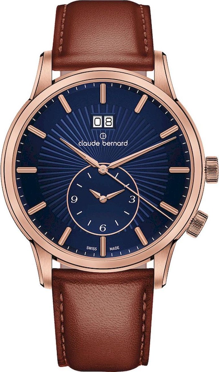 Claude Bernard Classic 2nd Time Zone 62007-37R-BUIR mannen horloge