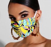 Mondmasker Mallorca Yellow | Niet medisch mondmasker | Fashion dames mondmasker | Geschikt voor OV | Wasbaar