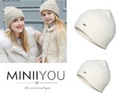 Matching winter muts ouder en kind (2-5 jaar) - wit beanie - matching mutsen - twinning - moeder dochter - vader zoon mutsen