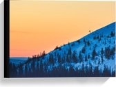 Canvas  - Ski Bergen en Lift - 40x30cm Foto op Canvas Schilderij (Wanddecoratie op Canvas)