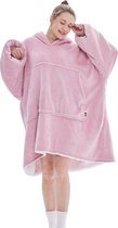 JAXY Hoodie Deken - Snuggie - Snuggle Hoodie - Fleece Deken Met Mouwen - 1450 gram - Lotus Roze