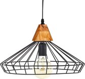 Nagtegaal Design Hanglamp Zwart in Metaal / Hout - Lampenkap E27