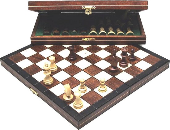 Afbeelding van het spel Schaakcassette Magnetich hout gebeitst 27x13.5 cm
