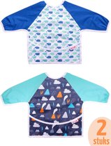 Slab met mouwen | KliederZ lange mouwslab 6 - 18 mnd | jongen babyslab set 2 stuks LB06