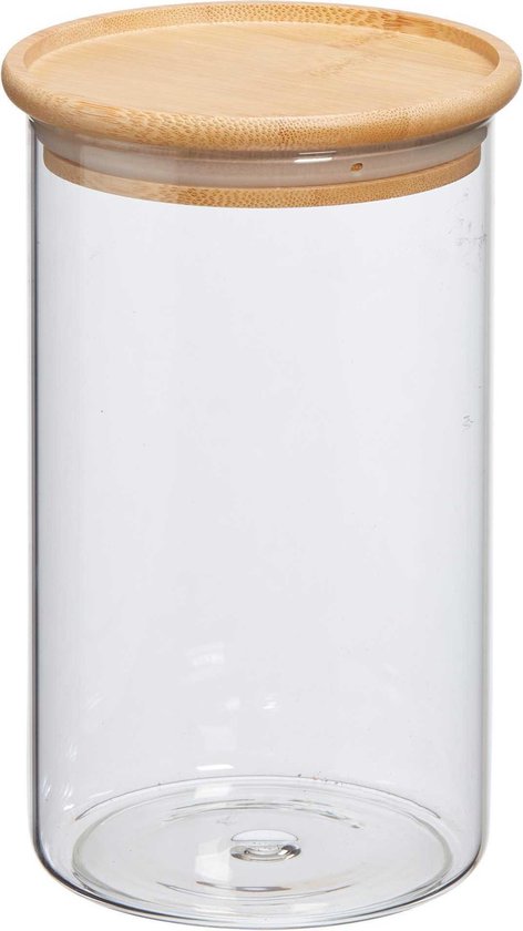 Hou op pakket korting Glazen Voorraadpot met bamboe deksel - Maat M - 24 x 10 cm | bol.com