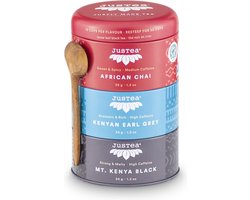 Justea Thee Trio - losse zwarte thee blends - cadeau voor theeliefhebbers