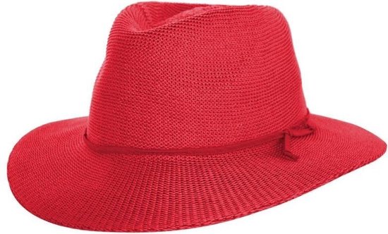 Fedora Dames Strandhoed UV bescherming UPF50+ Kreukbestendig - Gilly Fedora - Maat: 58cm verstelbaar - Kleur: Bright Red