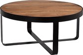 By Kohler Ronde houten salontafel met zwart metalen onderstel 80x80x35cm (114325)