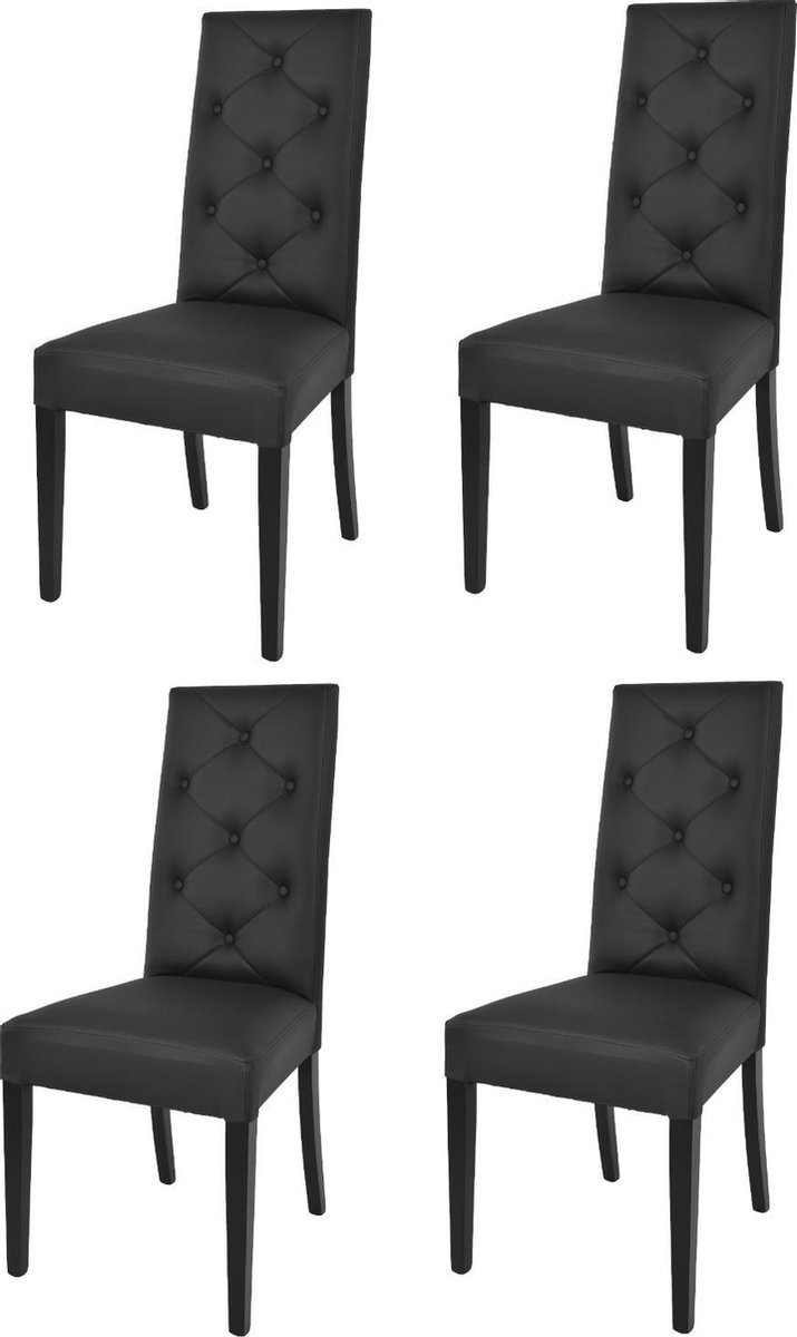 Tommychairs Chantal - Eetkamerstoelen - Set van 4 - Zwart - Kunstleer & Hout