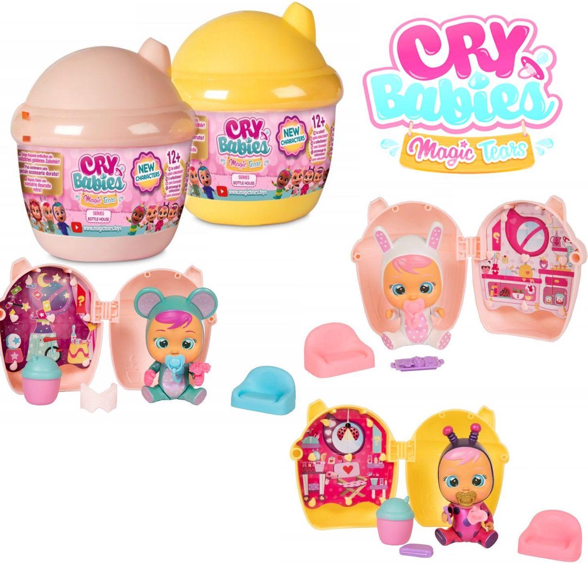 IMC Toys - IMC097629 - Cry Babies Magic Tears Fantasy Bottle House Mini Dolls Series 3 - Poppenhuis met Mini Pop - Mix