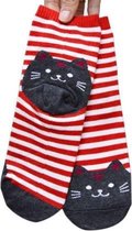 Akyol - Kattensokken one-size sokken - kat sokken - rode sokken - vrolijke sokken - kerstcadeau - Christmas cat socks
