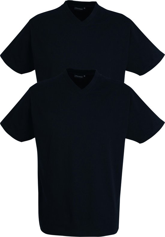 Gotzburg heren T-shirts regular fit V-hals (2-pack) - zwart - Maat: