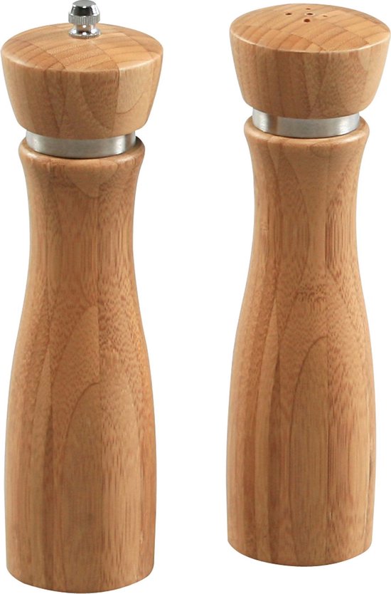Salière et poivrière en bois de Bamboe 21 cm - Moulin à poivre / moulin à  sel - Moulin... | bol.com