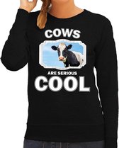 Dieren koeien sweater zwart dames - cows are serious cool trui - cadeau sweater koe/ koeien liefhebber XL