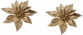 2x décorations de Décorations pour sapins de Noël fleur sur clip étoile de Noël dorée 18 cm - chiffres de Noël - décorations de Noël dorées