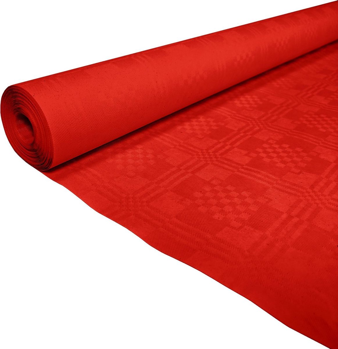 Papieren tafelkleed rood op rol.