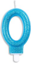 Wefiesta Cijferkaars 0 Glitter 7 Cm Wax Blauw