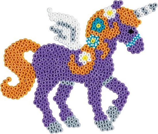 Hama midi EENHOORN / UNICORN strijkkralen vormpje / figuur / grondplaat voor normale strijkparels (strijkkralenbordje / legbordje dier / paard / pony, creatief kralen cadeau idee voor kinderen!)
