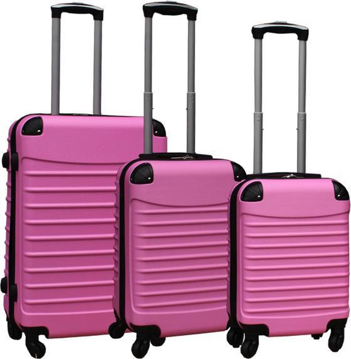 Kofferset 3 delig met wielen en cijferslot - handbagage koffers - ABS - licht roze