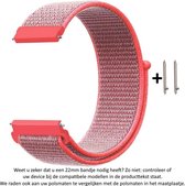 22mm Roze Nylon Horloge Bandje geschikt voor bepaalde 22mm smartwatches van verschillende bekende merken (zie lijst met compatibele modellen in producttekst) - Maat: zie foto - klittenbandsluiting – Pink Nylon Strap - 22 mm