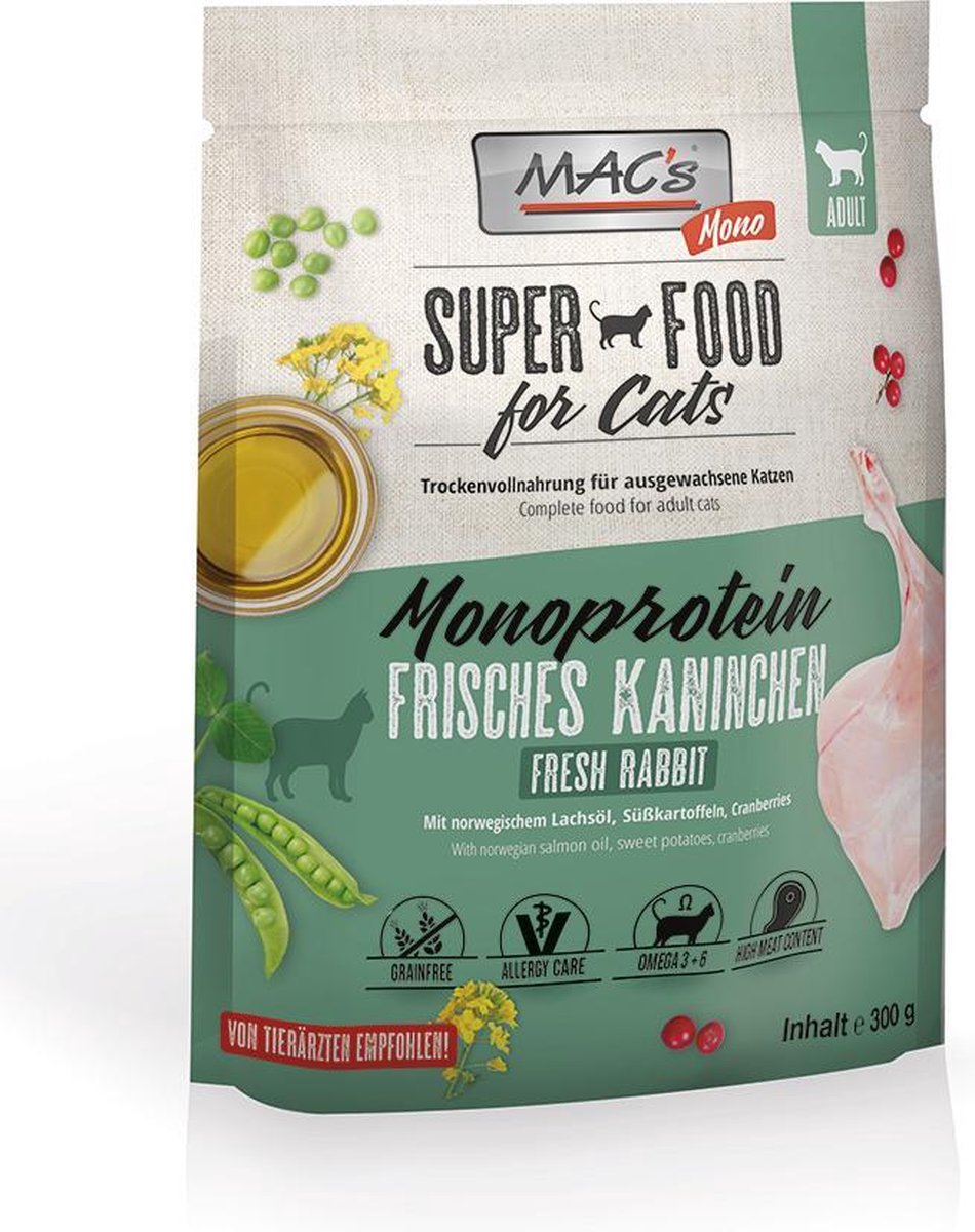 MAC’s Adult Monoprotein Kattenvoer – Konijn – 300 g
