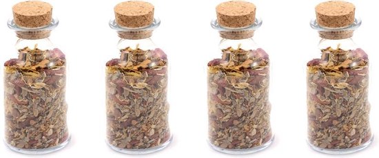 Pot de conservation Glas Rond avec bouchon liège 300 ml - Transparent - Thé en vrac - Herbes - Épices | 4 pièces