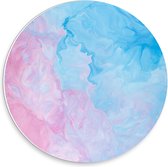 Forex Wandcirkel - Roze/Blauwe Verfvlekken - 30x30cm Foto op Wandcirkel (met ophangsysteem)