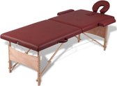 Inklapbare massagetafel 2 zones met houten frame (Rood)